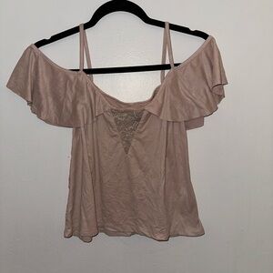 Charlotte Russe Pink Off-Shoulder Ruffled Camisole
